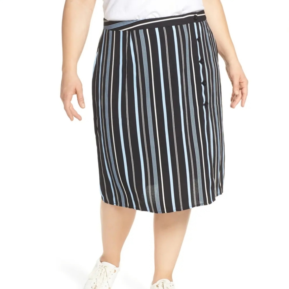 BP Side Button Striped Wrap Skirt Sz 4x